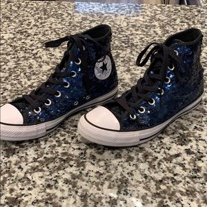 navy blue sparkly converse